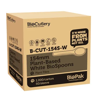 15CM Plant Based White Spoon BioPak