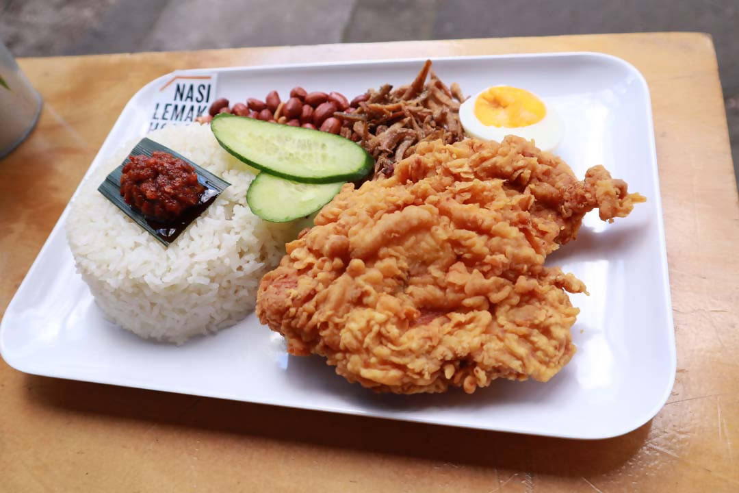 Nasi Lemak Crispy Chicken Chop
