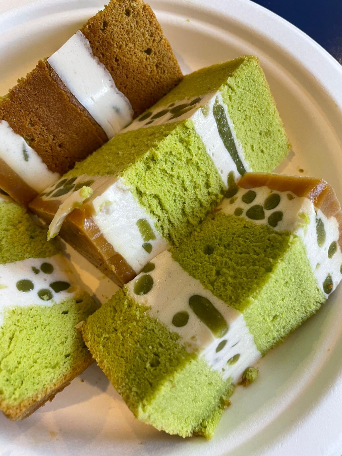 Cendol Pandan Chiffon Cake with Santan Pudding