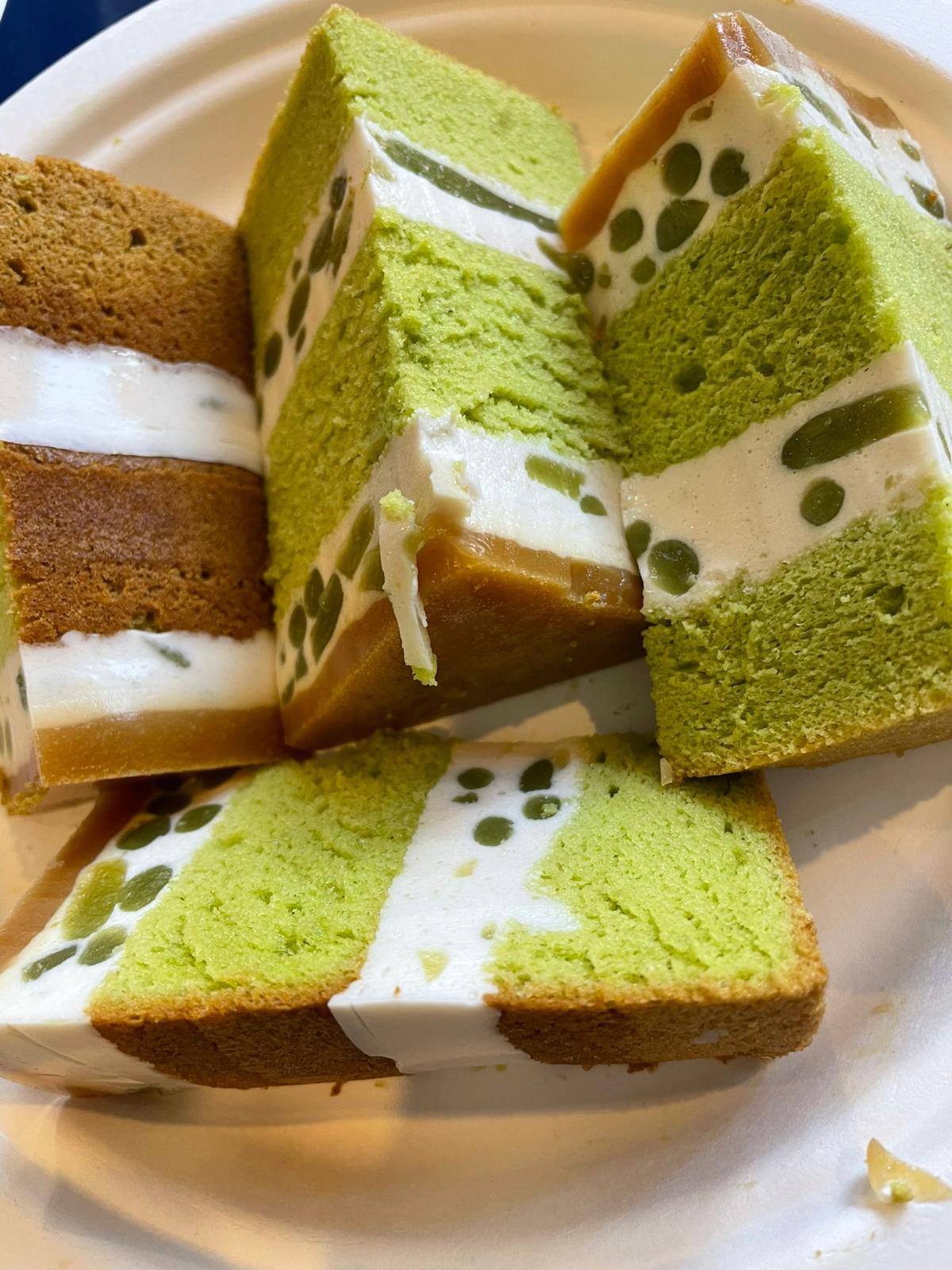 Cendol Pandan Chiffon Cake with Santan Pudding