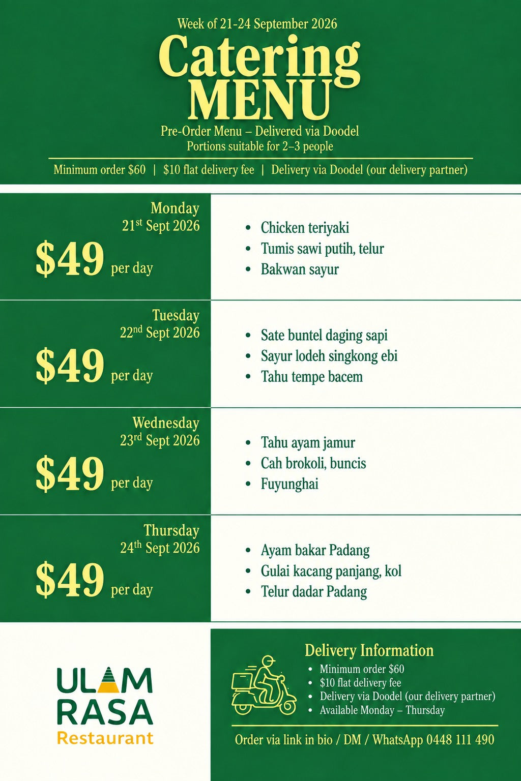 Ulam Rasa Catering Monday