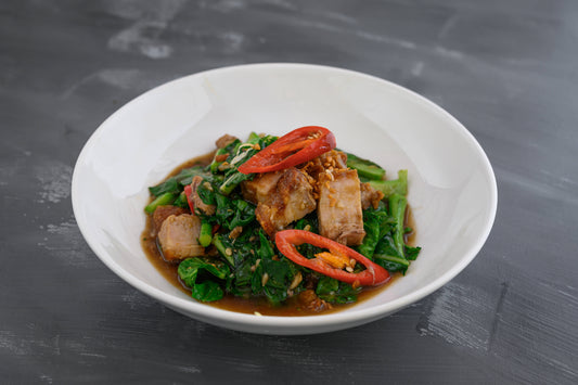 Crispy Pork Belly with Chinese Broccoli