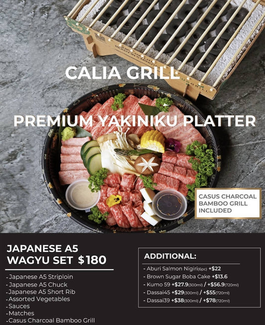 Calia Grill Premium Japanese A5 Yakiniku Platter including Charcoal Grill